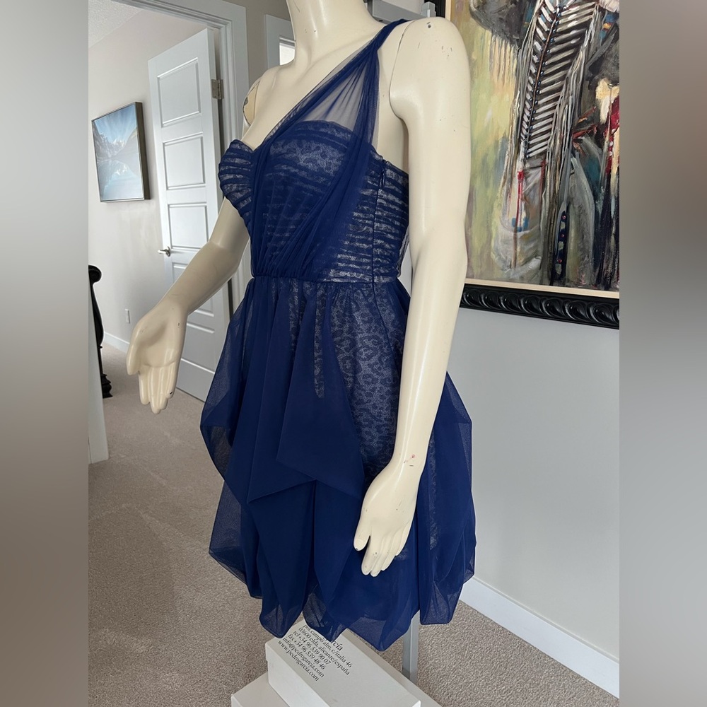 BCBGMAXAZRIA Dark Cobalt “Roe” One-Shoulder Dress | Size 2 | New Without Tags - Picture 8 of 15